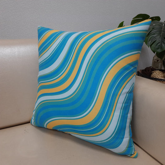 Riviera Collection-Cushion Covers In Glace Cotton For Regular Use –Blue Waves – Best Price 40cm x 40cm (~16″ x 16″) – Set of 5