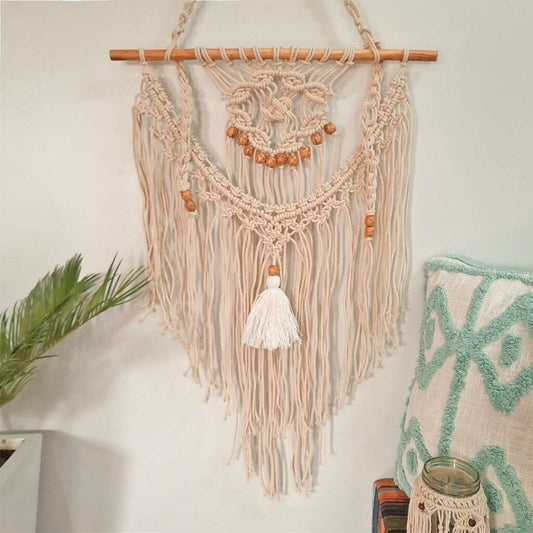 Avioni Hand Knotted Macrame Hanging Rustic hand Woven With Beads Work/ Boho Look – In Giftable Carton/ Best Festival/Wedding Gift-44×84