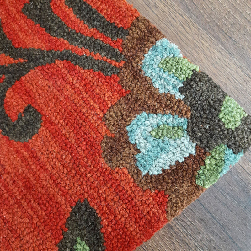 Wool Floral Beautiful Hand Tufted Red Carpet | Loop Pile | Avioni -90cm x 150cm (~3×5 Feet)