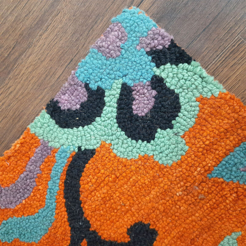 Wool Floral Beautiful Hand Tufted Orange Carpet | Loop Pile Rug | Avioni -90cm x 150cm (~3×5 Feet)