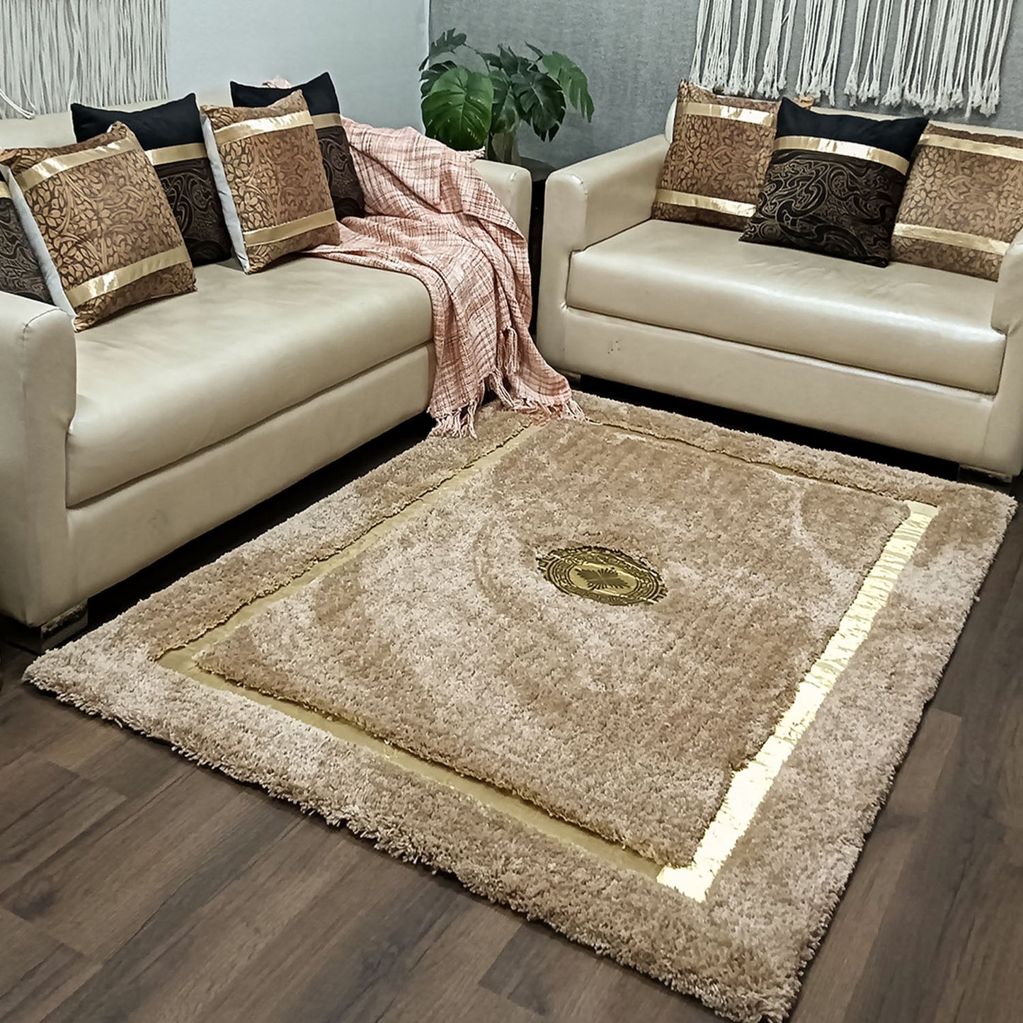 Avioni Divine Collection | Luxury Golden Touch With Beige/Brown Soft And Plush Handmade Living Room Rugs | Different Sizes | Carpet for Living Room