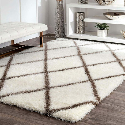 Avioni Atlas Collection- Micro Abstract Moroccon Design Cream And Brown Carpet -Different Sizes