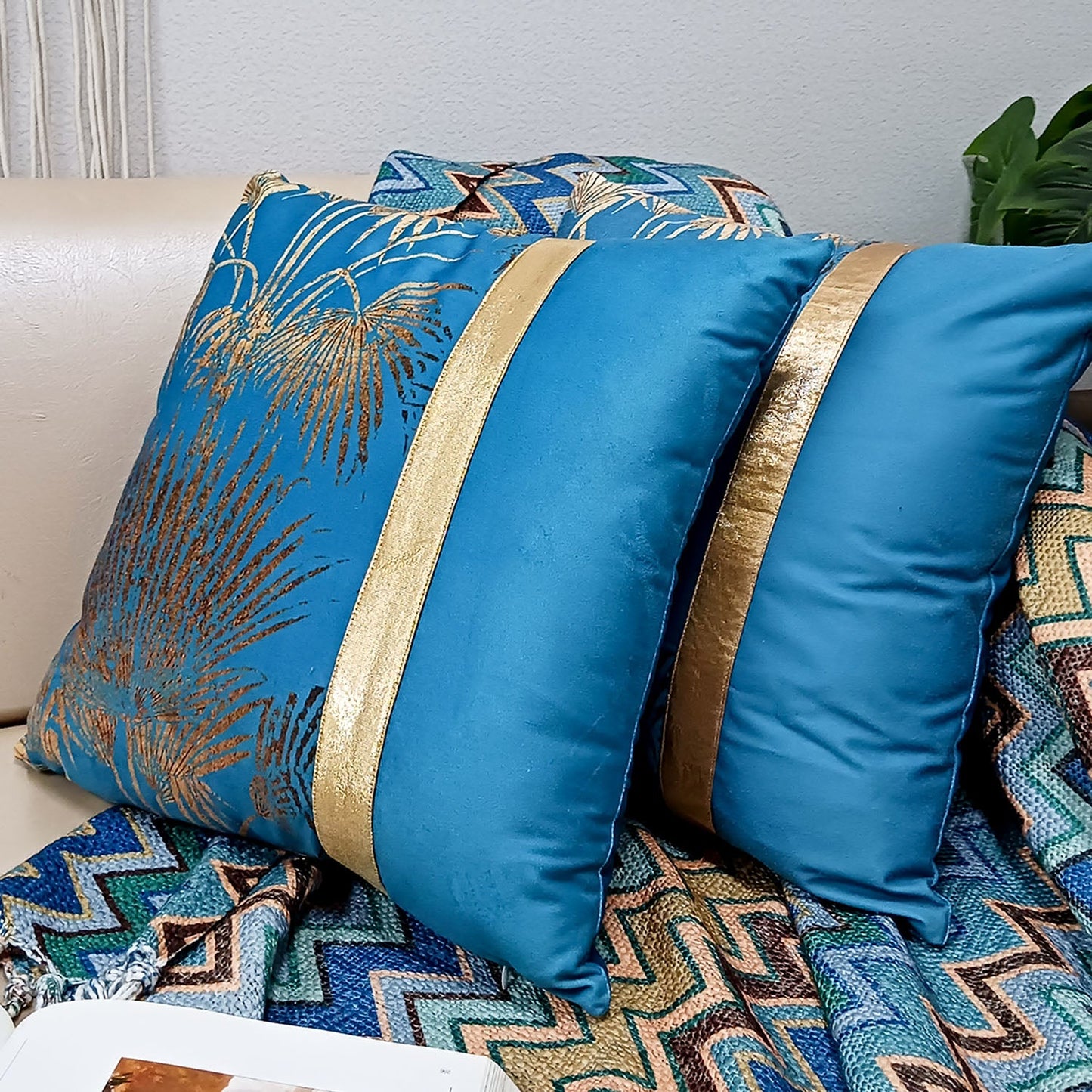 Cushion Covers Super Soft – Beautiful Golden Touch Palm Tree  – Best Price 40cm x 40cm (~16″ x 16″)