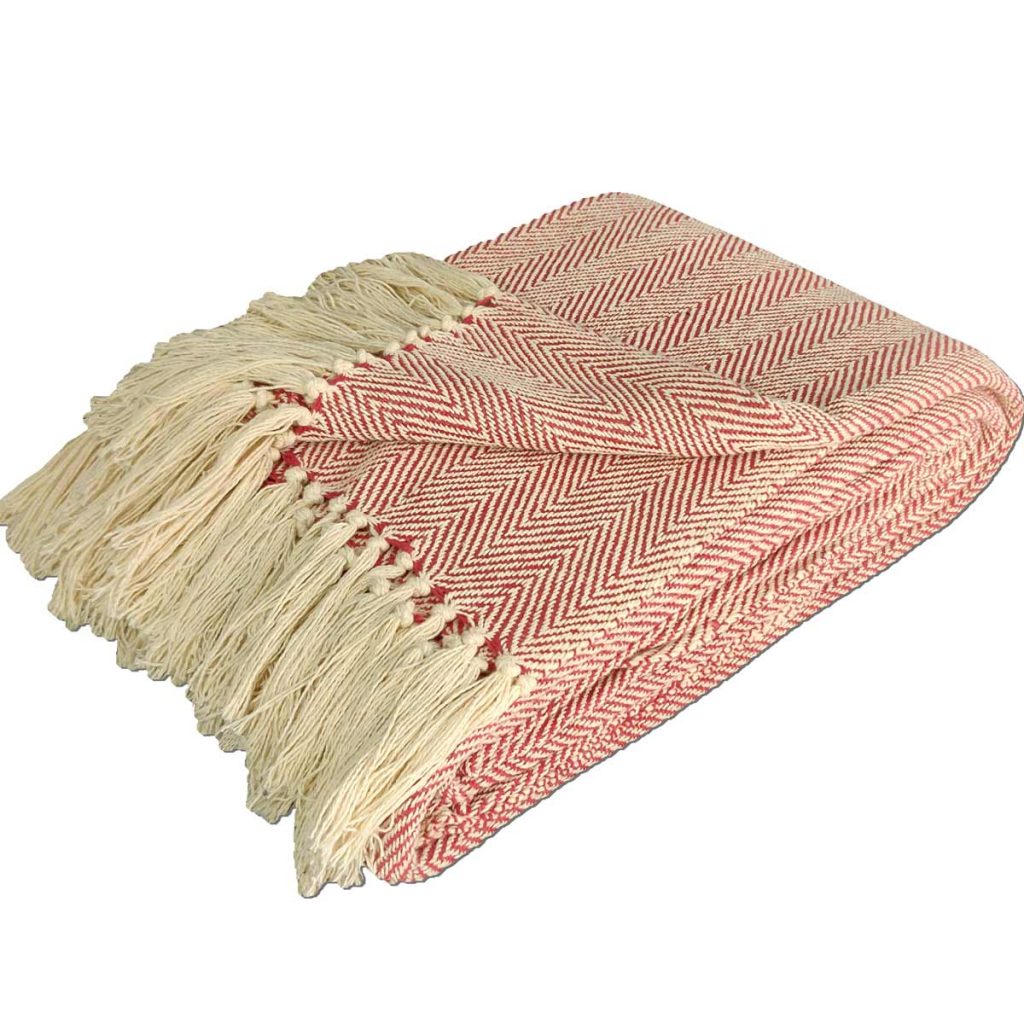 Red Cotton Blankets |Organic Bio Washed|King Sized Double Bed In Giftable Zip Packing By Avioni