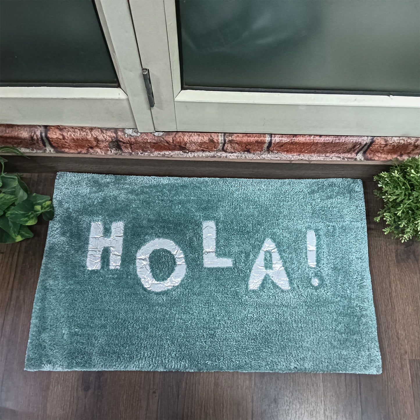 Avioni Divine Collection | Luxury Golden Touch Tufted Rug In "HOLA" (Spanish Greeting) Soft And Plush Handmade Door Mats | Pooja Mats | BathMats | Different Sizes