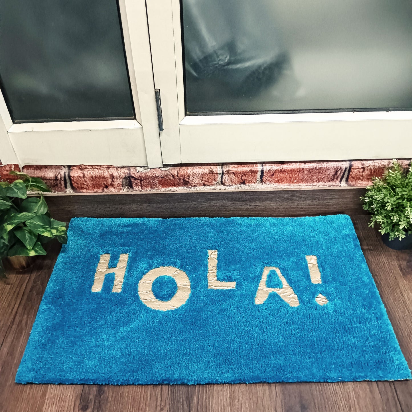 Avioni Divine Collection | Luxury Golden Touch Tufted Rug In "HOLA" (Spanish Greeting) Soft And Plush Handmade Door Mats | Pooja Mats | BathMats | Different Sizes