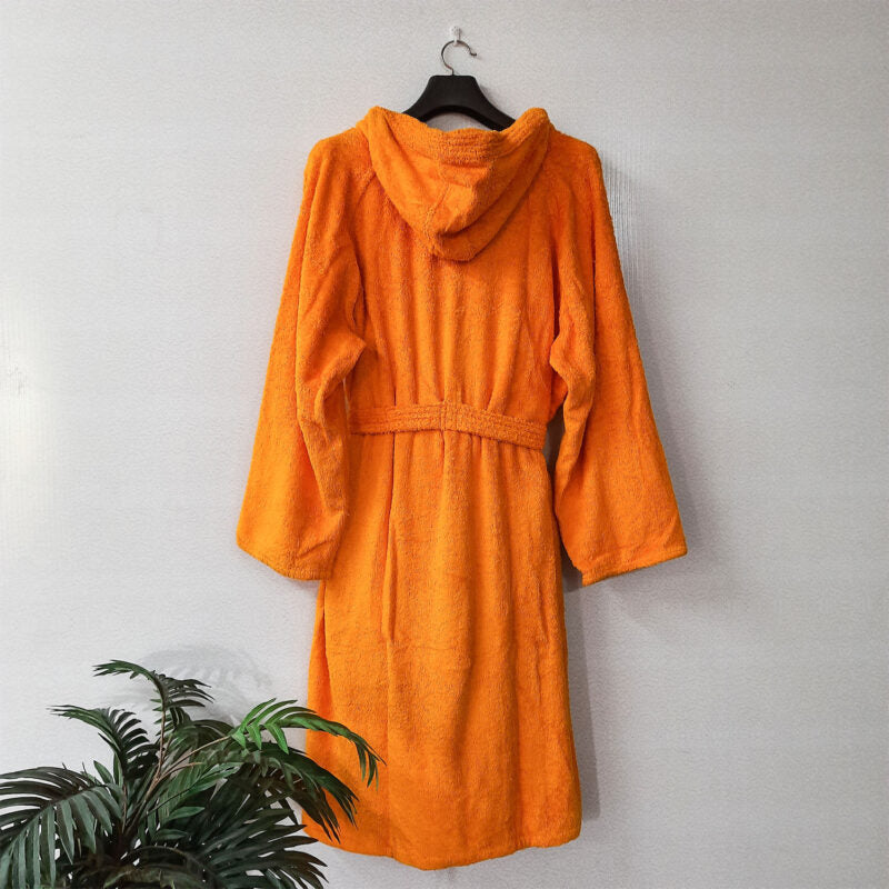 Loomkart Very Fine Export Quality Bath Robes in Orange in Avioni Zip-Packing- Standard Size