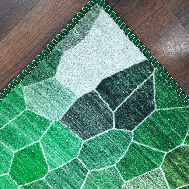 Avioni Durable and Washable Faux Silk Rug for Living Room | Calming Green Collection