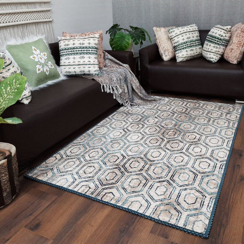 Avioni Faux Silk Carpet for Your Living Room | Modern Design | Luxurious, Durable and Washable | SeaBird Collection