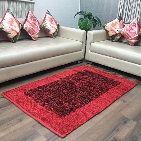 Avioni Handloom Cut Shuttle Rugs by Master Artisans | Feather like Luxurious Silk Soft Touch | Home Washable | Red and Black | Reversible