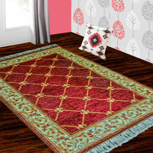 Silk Carpet Persian Design Collection Red – Living Room Rug – 3×5 Feet (90 x 150 cms)-Avioni