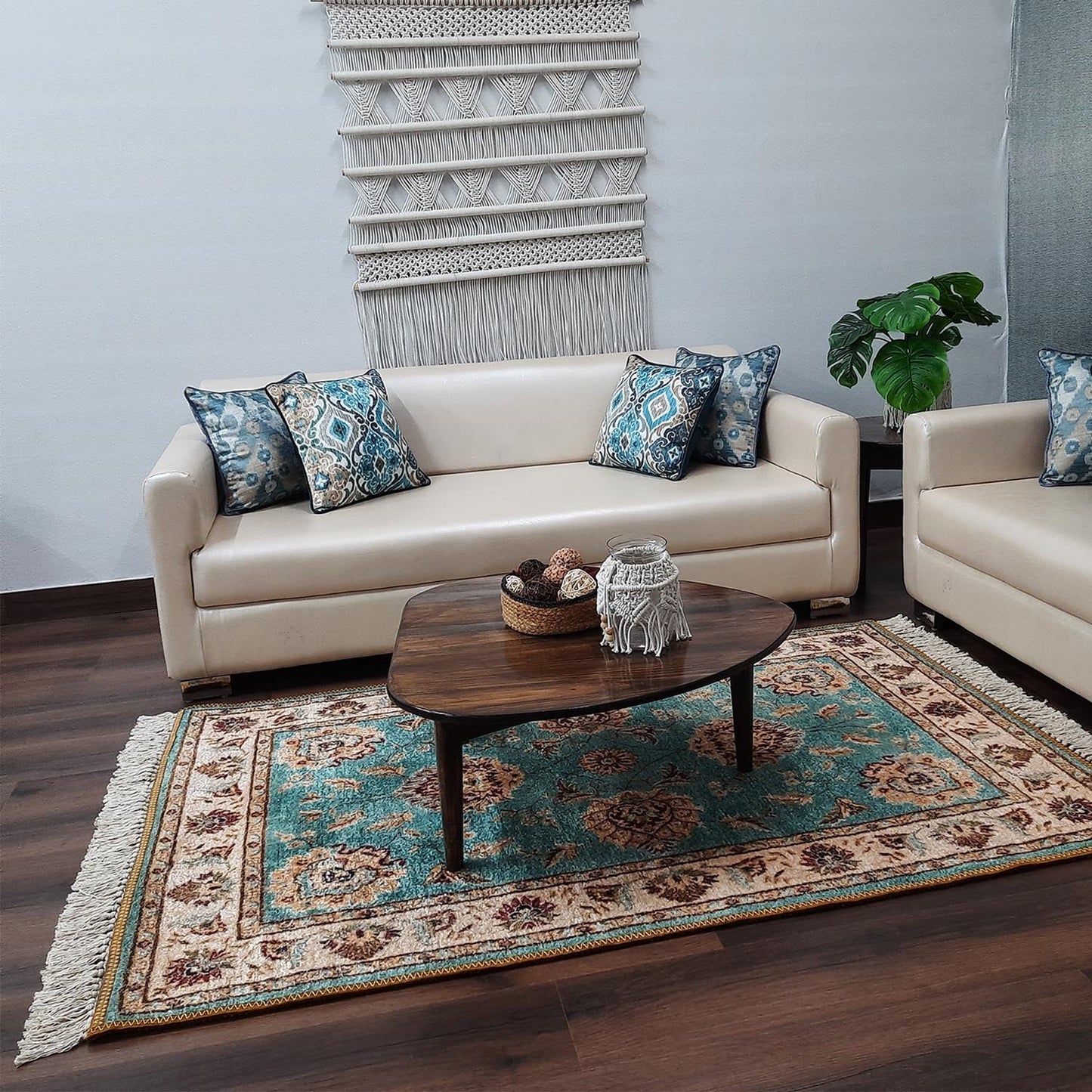 Silk Carpet Persian Design Collection in Beautiful Aqua – Living Room Rug – Avioni
