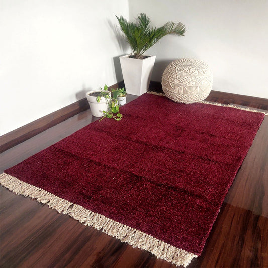 Value Deal-Avioni Carpet Lux Collection- Modern Plain Rug for Living Room/ Pooja Room-Mehroon