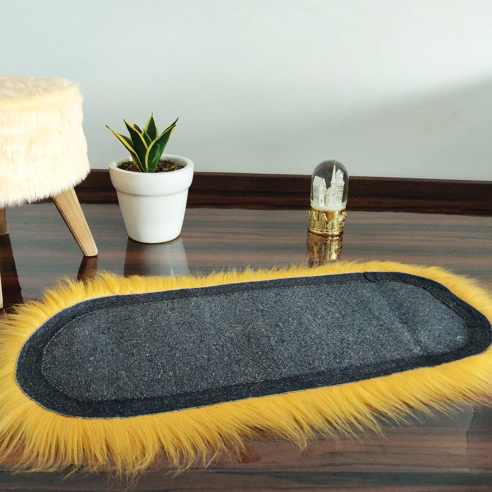 Shaggy Carpet – Oval Shaped Rug – Premium Long Fur – 88X40 cm Oval Shape – Avioni Carpets- Brown Colour (1+1- set of 2 )
