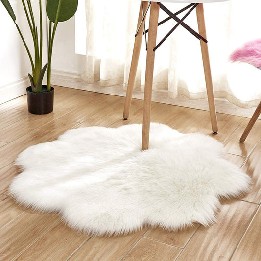 Shaggy Carpet – Flower Shaped Rug – Snow White Premium Long Fur – 75 cms Avioni