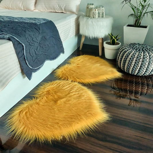 Shaggy Carpet – Heart Shaped Rug – Premium Long Fur – 62 cm Heart Shape – Avioni Carpets- Brown Colour (1+1- set of 2 )