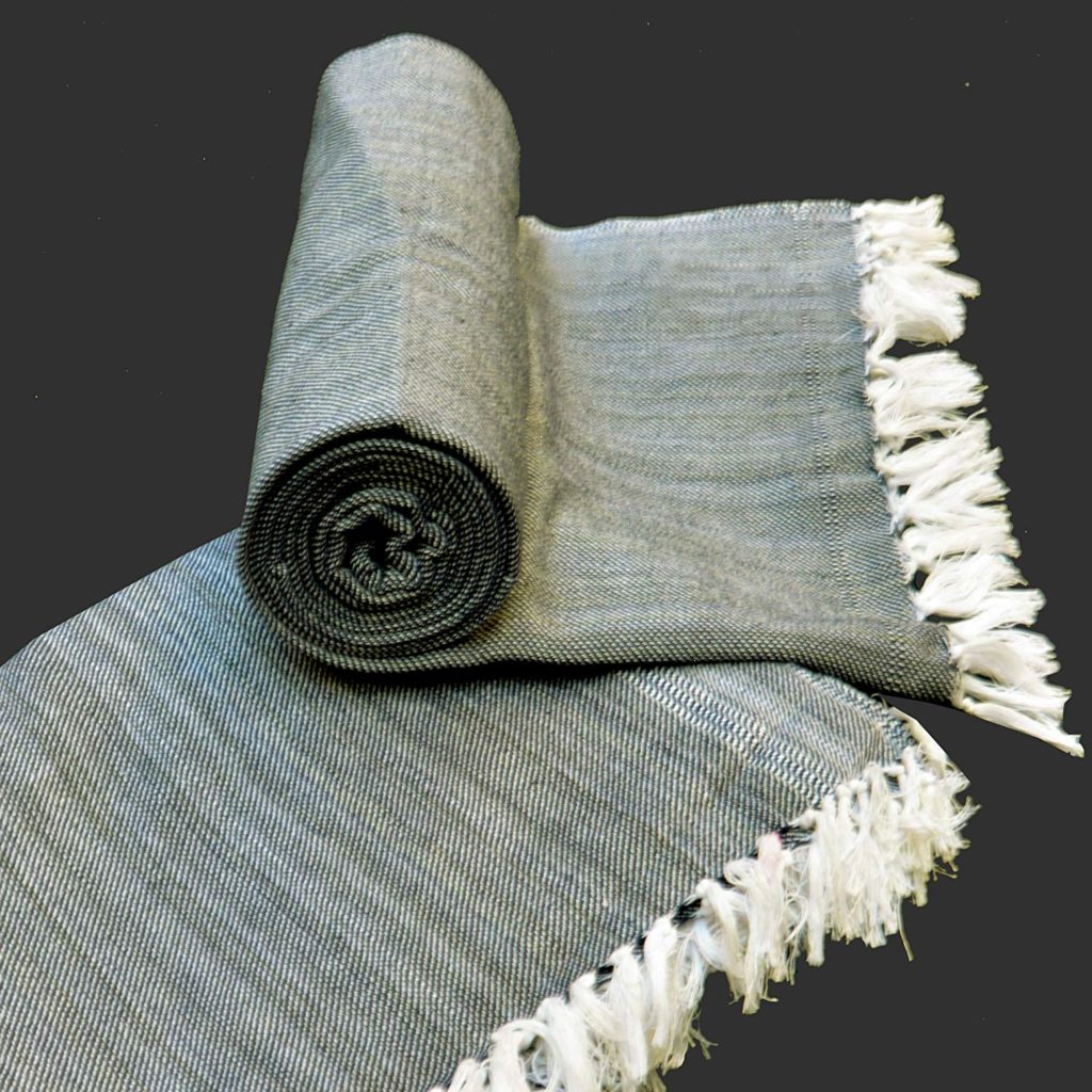 Wool Blankets for Winter – Blue Bonfire – Check Border – MSF-150cm