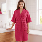 Avioni by Loomkart | Very Fine Export Quality Bath Robes in Pink Without Hood in Avioni Zip-Packing Unisex