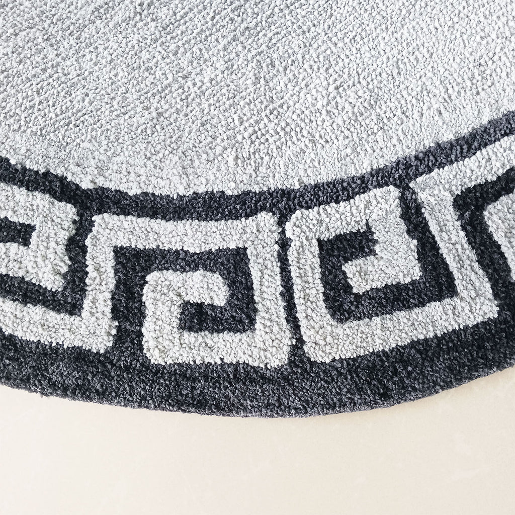 Avioni Home Atlas Collection - Greek Style Microfiber Round Carpet In Light and Dark Grey | Soft, Non-Slip, Easy to Clean