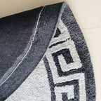 Avioni Home Atlas Collection - Greek Style Microfiber Round Carpet In Light and Dark Grey | Soft, Non-Slip, Easy to Clean