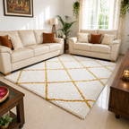 Avioni Atlas Collection- Micro Yellow and Cream Moroccon Design Carpet -Different Sizes