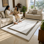 Avioni Divine Collection | Luxury Golden Touch With White/Cream Plain Soft And Plush Handmade Living Room Rugs | Different Sizes | Carpet for Living Room