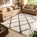 Avioni Atlas Collection- Micro Abstract Moroccon Design Cream And Brown Carpet -Different Sizes