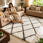 Avioni Atlas Collection- Micro Abstract Moroccon Design Cream And Brown Carpet -Different Sizes