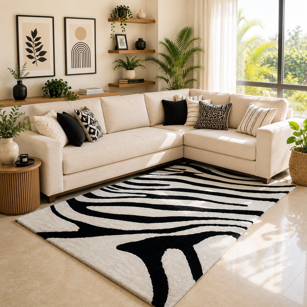 Avioni Atlas Collection- Micro Tiger Design In Black And White|Soft, Easy to Clean