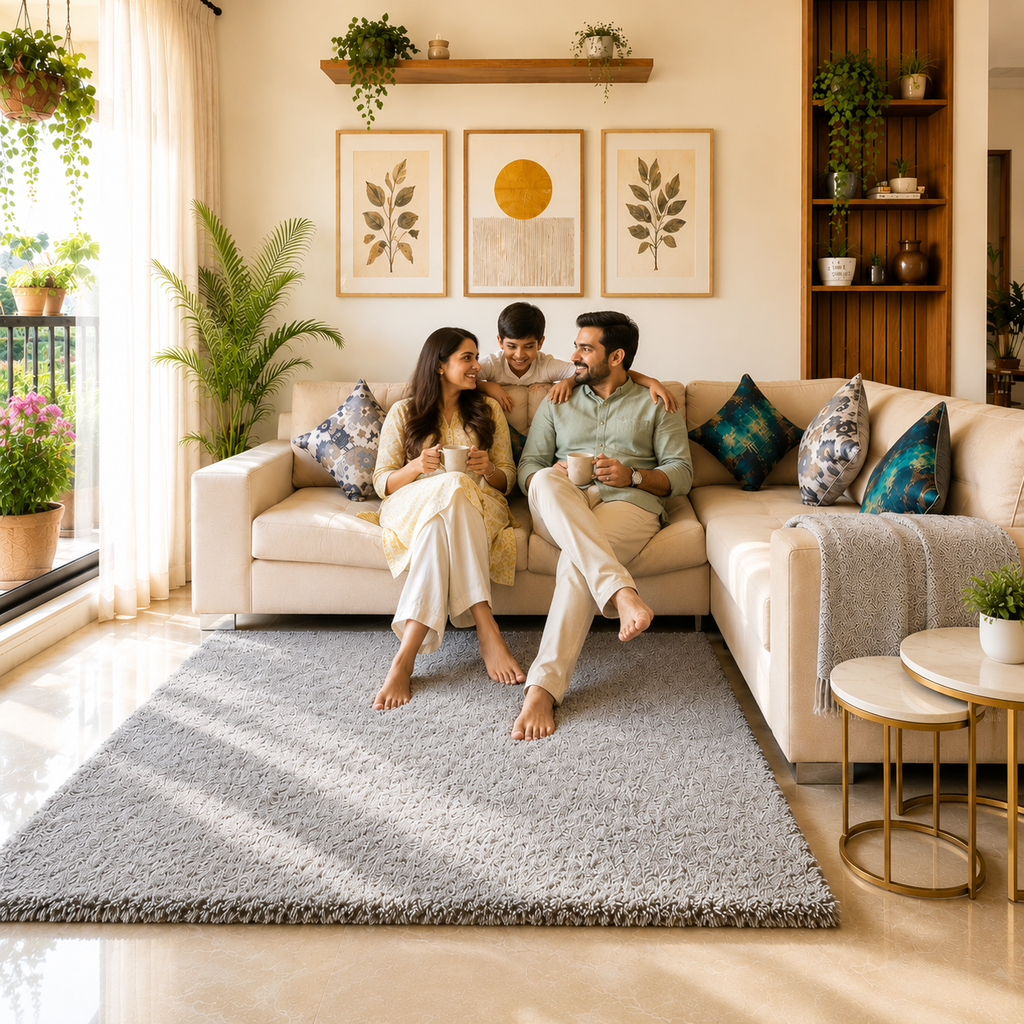 Avioni Home Atlas Collection - Microfiber Carpet In Plain Grey | Soft, Easy to Clean