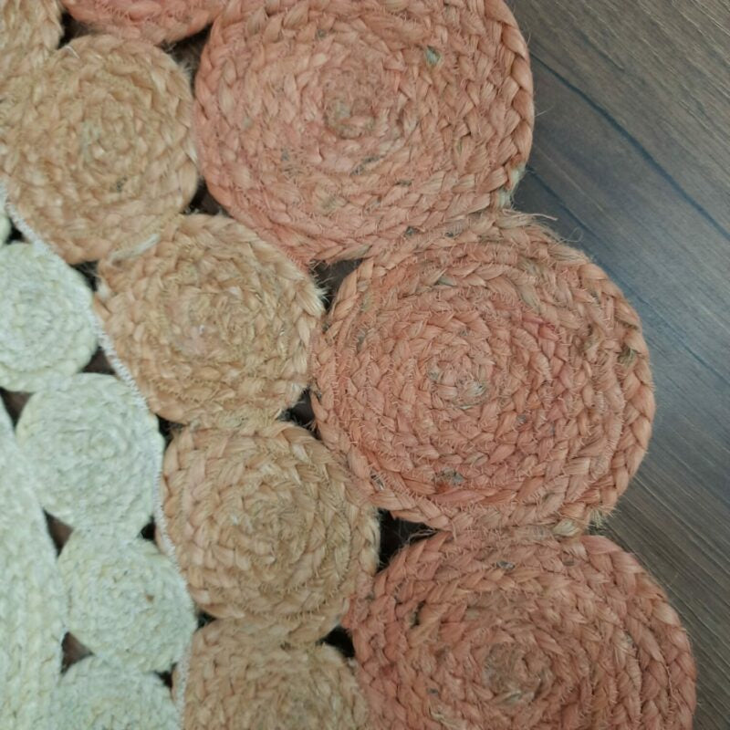 Avioni Braided Round Shaped Flower Look Rug In Pinkish Shade- 120 cms (~4 Feet)