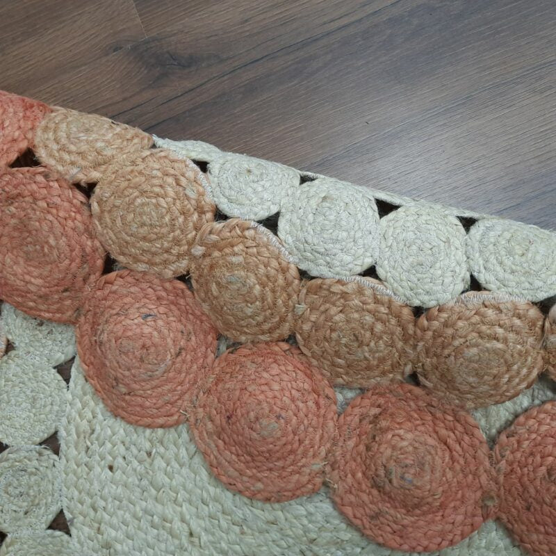 Avioni Braided Round Shaped Flower Look Rug In Pinkish Shade- 120 cms (~4 Feet)