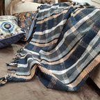 Ethnic Checkered Blankets |Organic Bio Washed|King Sized Double Bed In Giftable Zip Packing By Avioni-228 cms x 228 cms-90x90 inches