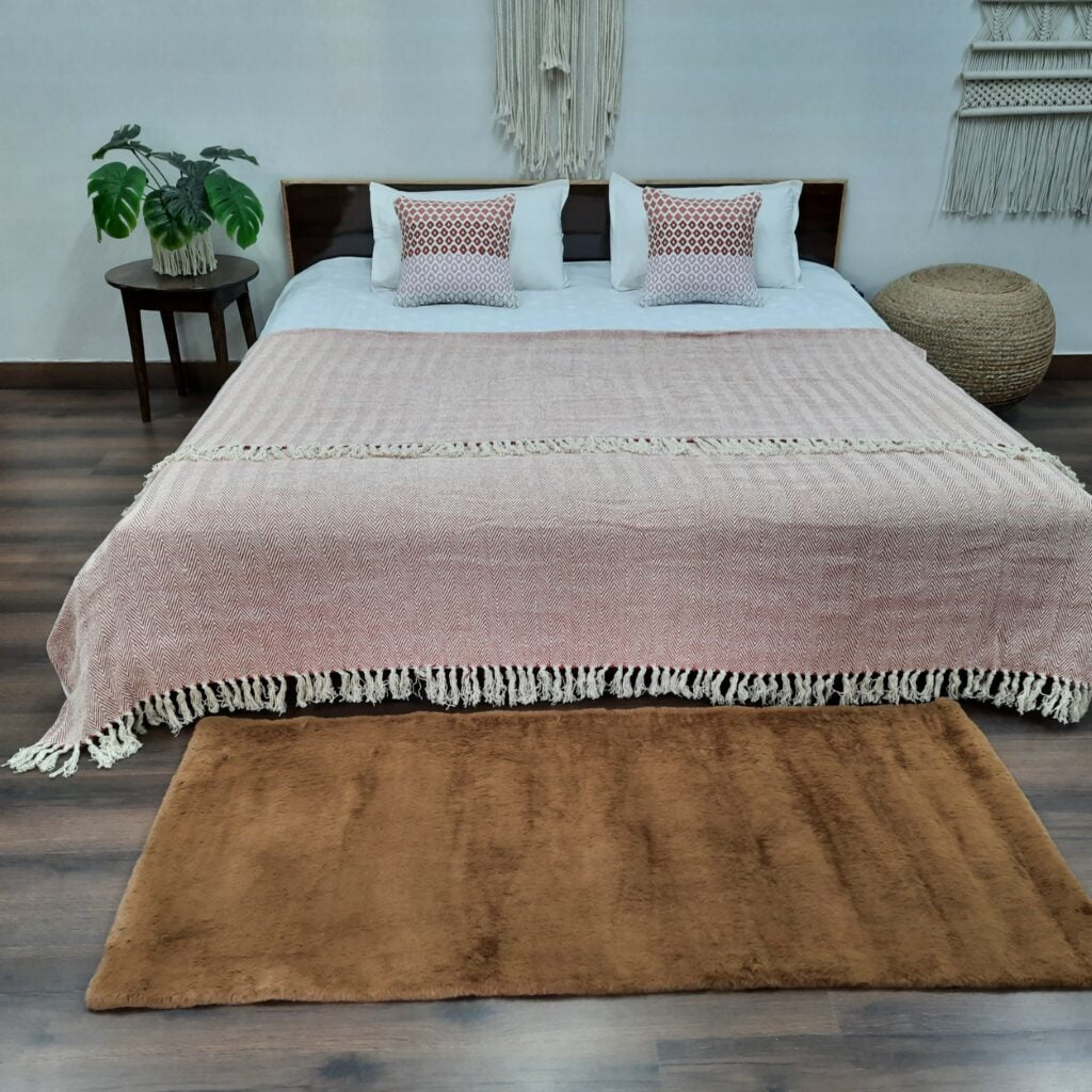 Red Cotton Blankets |Organic Bio Washed|King Sized Double Bed In Giftable Zip Packing By Avioni-228 cms x 228 cms-90x90 inches