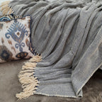 Blue Cotton Blankets |Organic Bio Washed|King Sized Double Bed In Giftable Zip Packing By Avioni-228cms x 228 cms(90×90 inches)