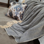 Blue Cotton Blankets |Organic Bio Washed|King Sized Double Bed In Giftable Zip Packing By Avioni-228cms x 228 cms(90×90 inches)