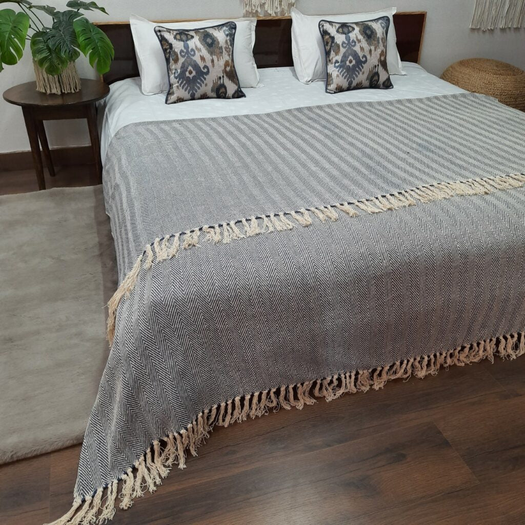 Blue Cotton Blankets |Organic Bio Washed|King Sized Double Bed In Giftable Zip Packing By Avioni-228cms x 228 cms(90×90 inches)