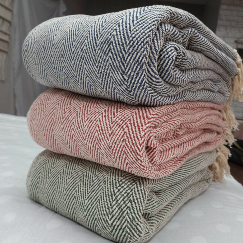 Green Cotton Blankets |Organic Bio Washed|King Sized Double Bed In Giftable Zip Packing By Avioni-228cms x 228 cms(90×90 inches)