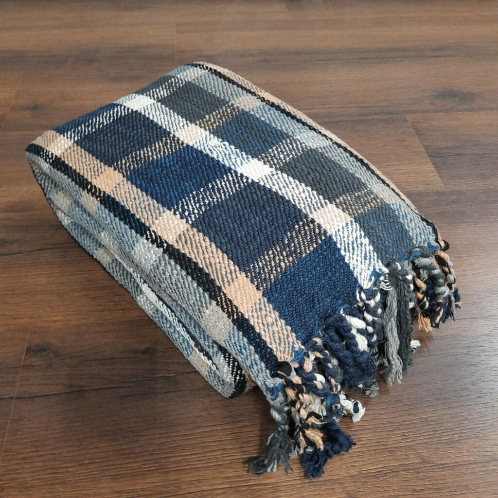 Ethnic Checkered Blankets |Organic Bio Washed|King Sized Double Bed In Giftable Zip Packing By Avioni-228 cms x 228 cms-90x90 inches