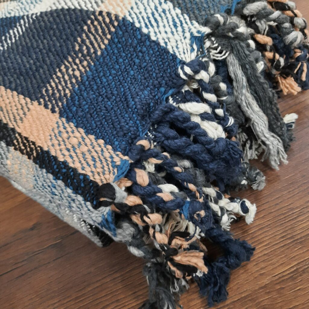 Ethnic Checkered Blankets |Organic Bio Washed|King Sized Double Bed In Giftable Zip Packing By Avioni-228 cms x 228 cms-90x90 inches