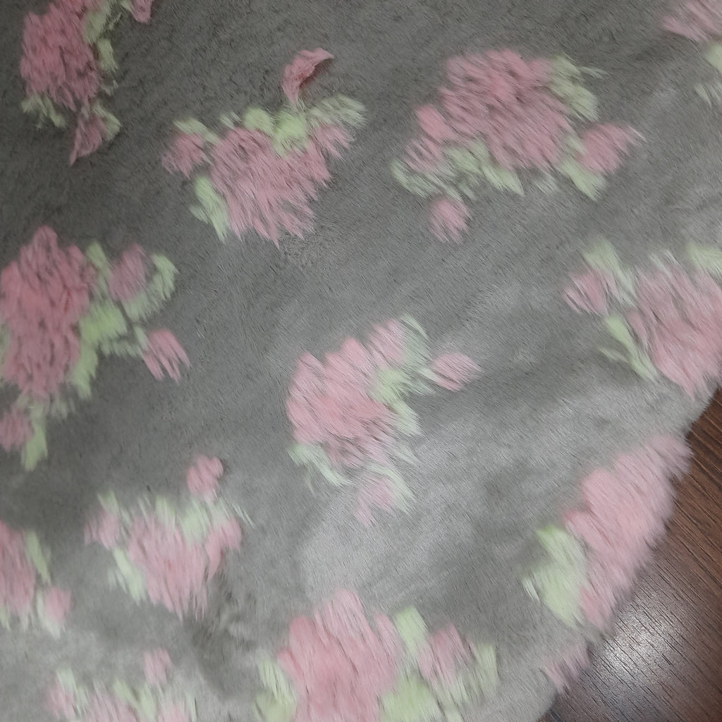 Avioni Home Faux Fur Premium Round Carpet In Grey Pink Soft, Easy to Clean