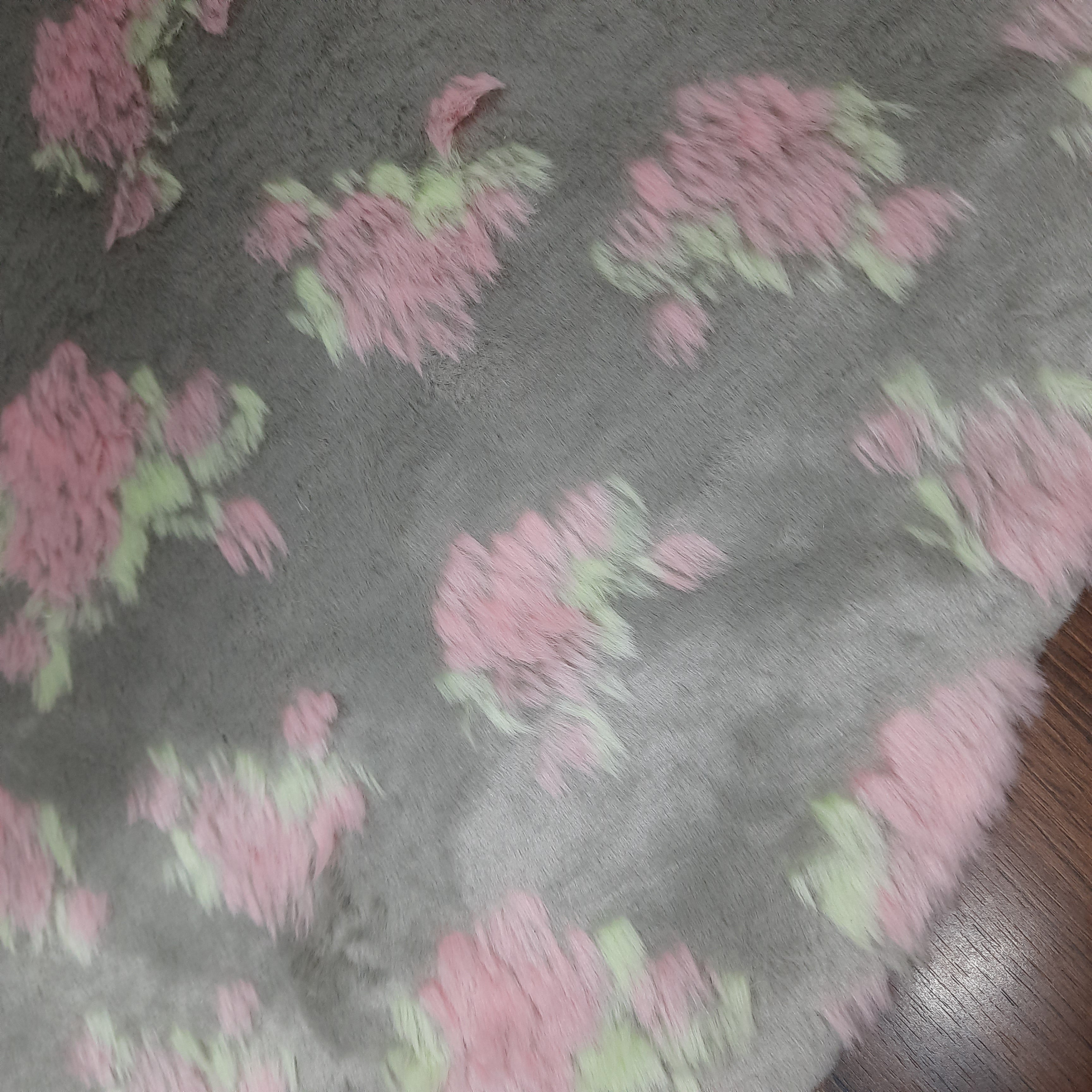 Avioni Home Faux Fur Premium Round Carpet In Grey Pink Soft, Easy to Clean