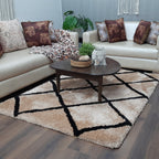 Avioni Home Atlas Collection - Moroccan Style Microfiber Carpet In Beige| Soft, Non-Slip, Easy to Clean
