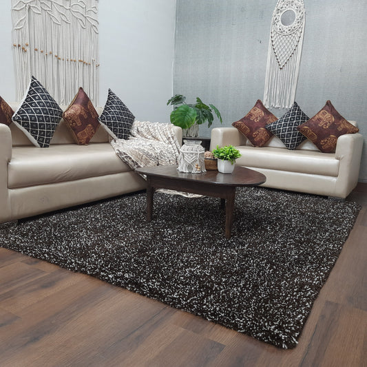 Avioni Home Atlas Collection - Moroccan Style Microfiber Carpet In Brown & White| Soft, Non-Slip, Easy to Clean