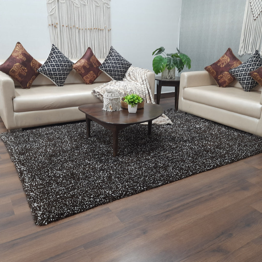 Avioni Home Atlas Collection - Moroccan Style Microfiber Carpet In Brown & White| Soft, Non-Slip, Easy to Clean