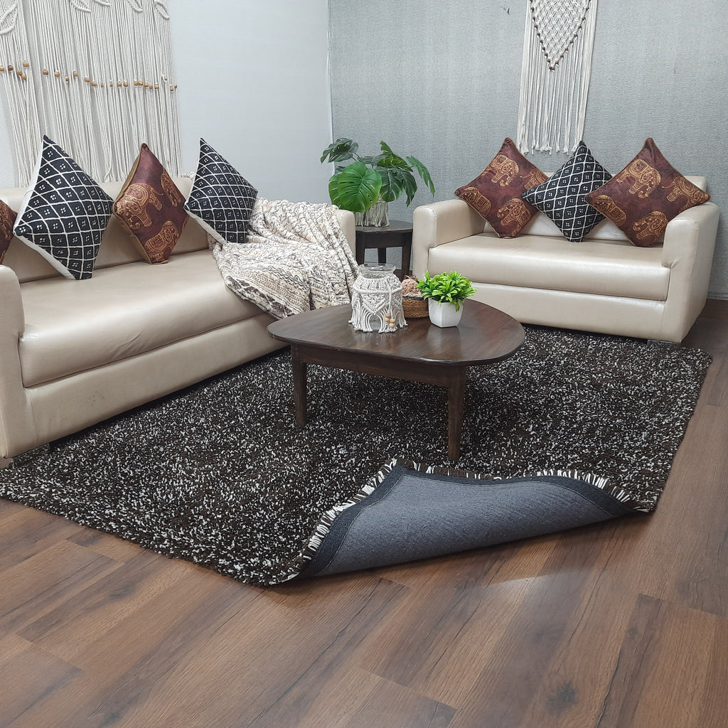 Avioni Home Atlas Collection - Moroccan Style Microfiber Carpet In Brown & White| Soft, Non-Slip, Easy to Clean