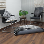 Avioni Home Atlas Collection - Moroccan Style Microfiber Round Carpet In White & Black| Soft, Non-Slip, Easy to Clean