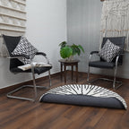 Avioni Home Atlas Collection - Moroccan Style Microfiber Round Carpet In White & Black| Soft, Non-Slip, Easy to Clean