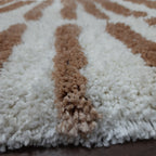 Avioni Home Atlas Collection - Moroccan Style Microfiber Round Carpet In Beige & White| Soft, Non-Slip, Easy to Clean