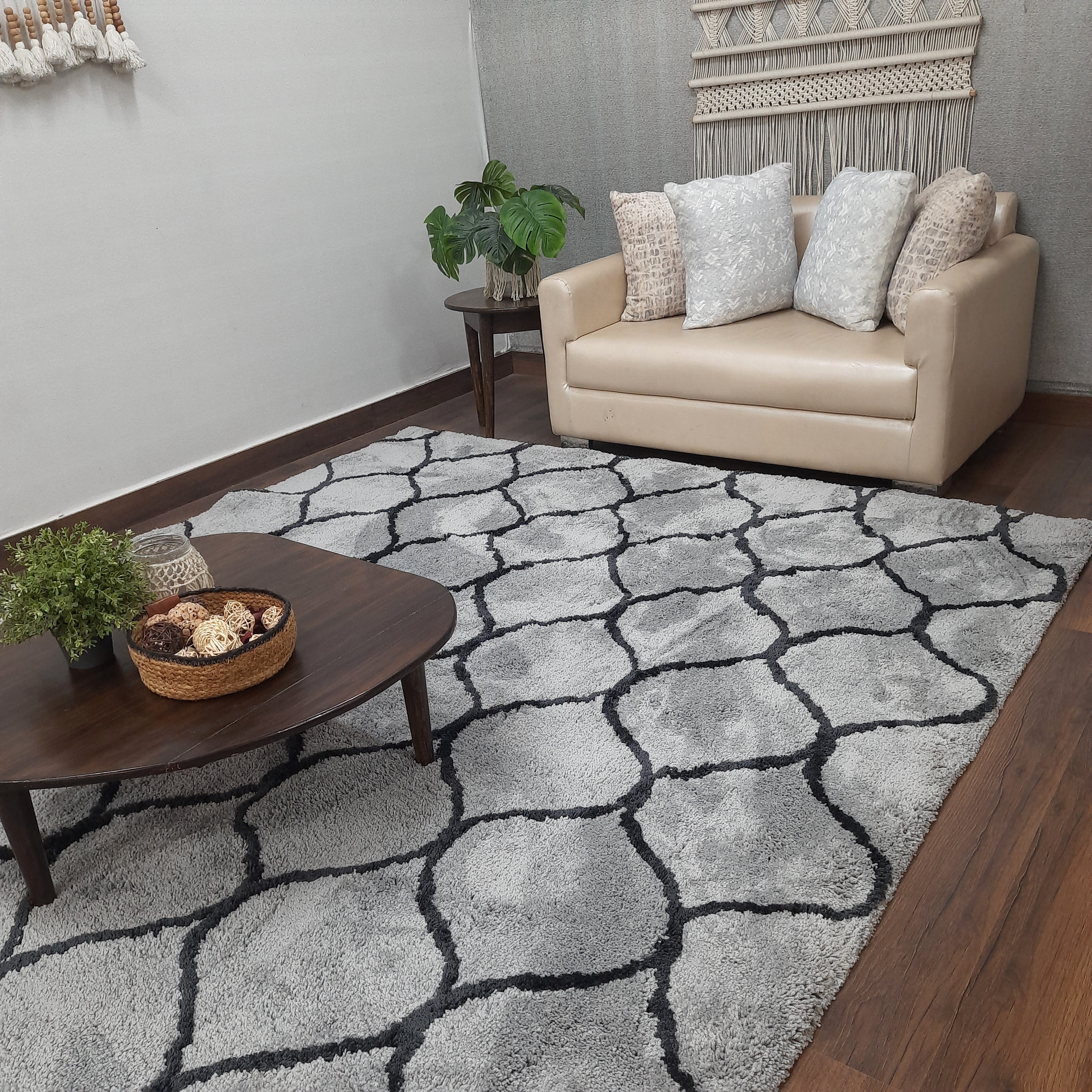 Avioni Atlas Collection- Micro Gray Moroccan Design Carpet -Different Sizes